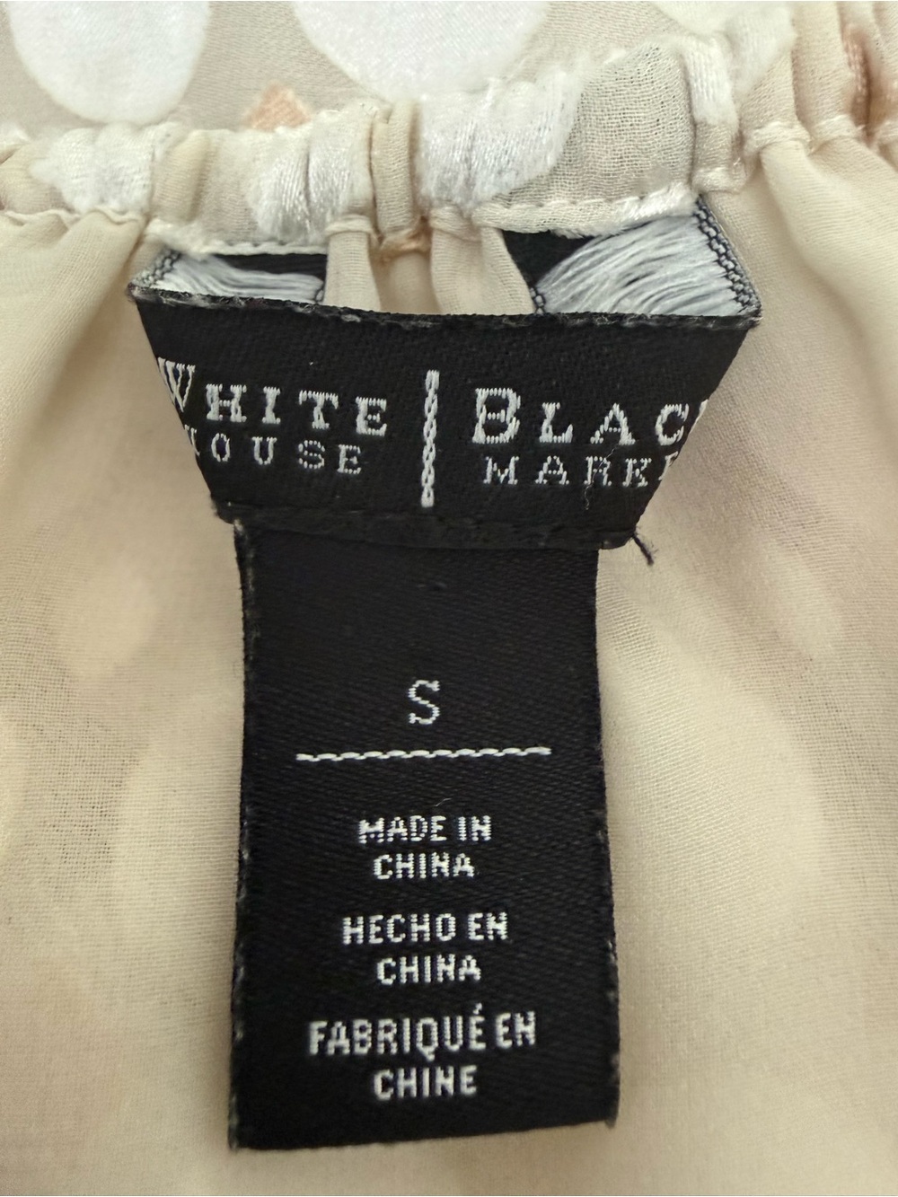 White House Black Market Ivory Sheer Boho Blouse Size S Textured Dot Tie Neck - Picture 15 of 15